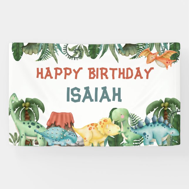 Party Like a Dinosaur Birthday Personalized  Banner (Horizontal)