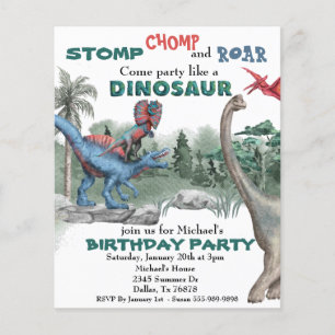 Party like a Dinosaur Birthday Watercolor Invite