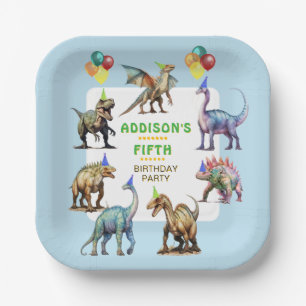 Party LIke A Dinosaur Colourful Fun Customized Paper Plate