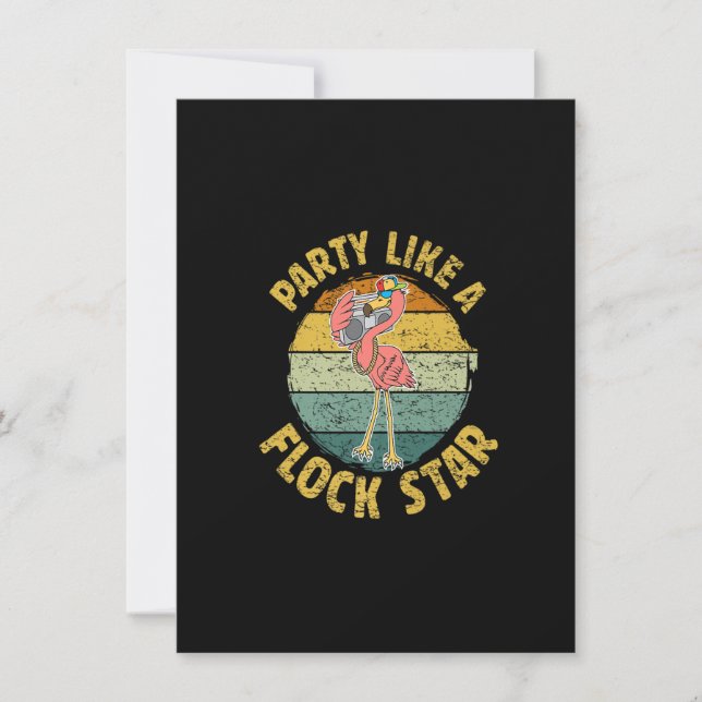 Party Like A Flock Star, Flamingo For Men Women An Invitation (Front)
