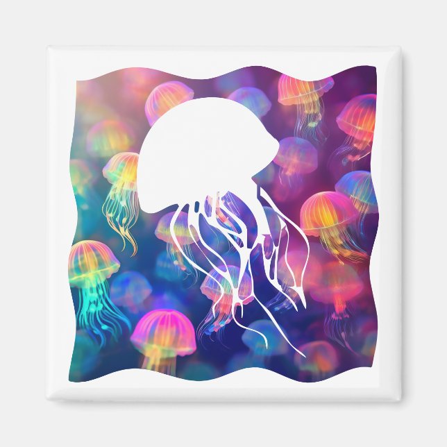 Party Like a Jellyfish Silhouette Customizable Magnet (Front)