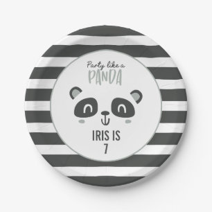 Party like a panda bright colorful birthday paper plate