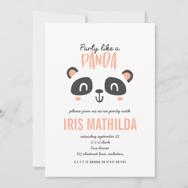 Party like a panda bright colourful birthday (Front)