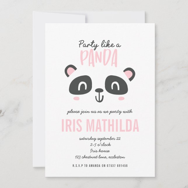 Party like a panda bright colourful birthday (Front)