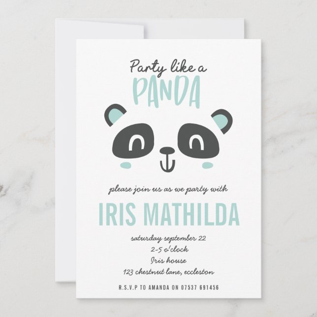 Party like a panda bright colourful birthday (Front)