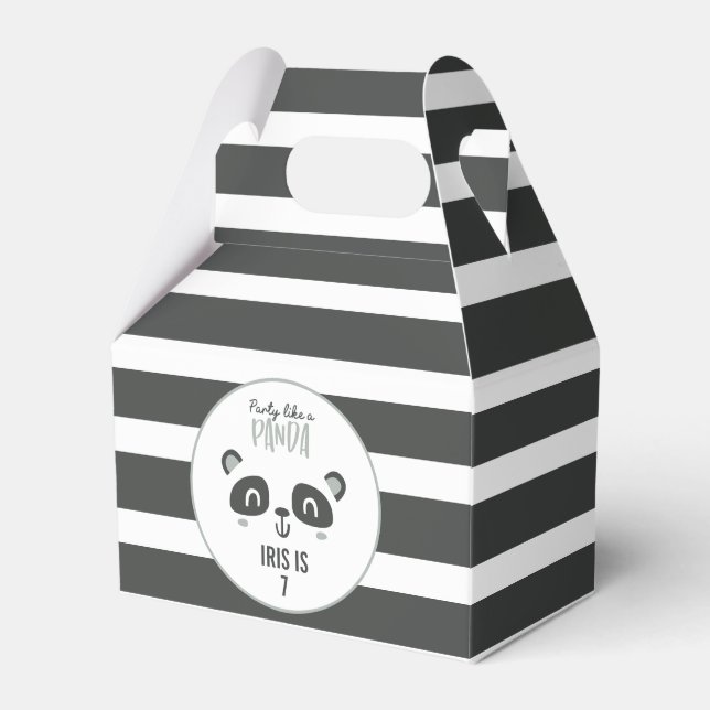 Party like a panda bright colourful birthday favor box (Front Side)