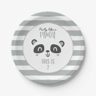 Party like a panda bright colourful birthday paper plate