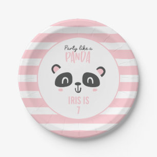 Party like a panda bright colourful birthday paper plate