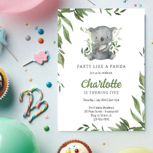Party Like A Panda Kids Birthday Invitation