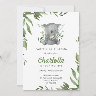 Party Like A Panda Kids Birthday Invitation