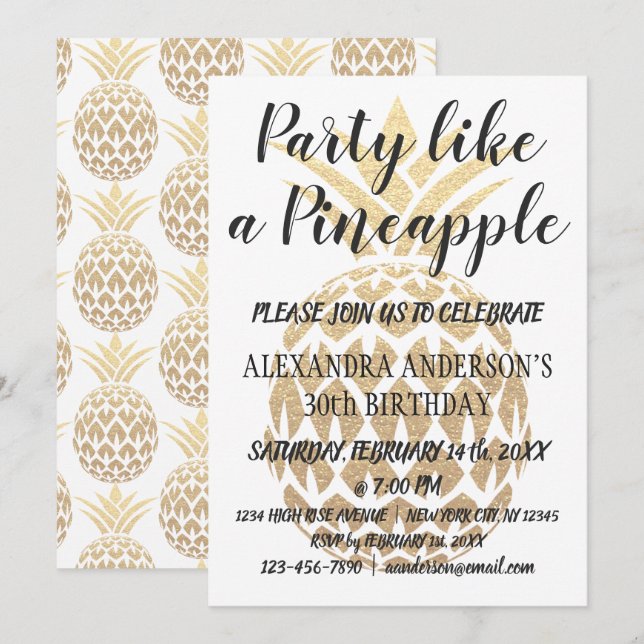 Party Like a Pineapple 30th Birthday Invitation (Front/Back)