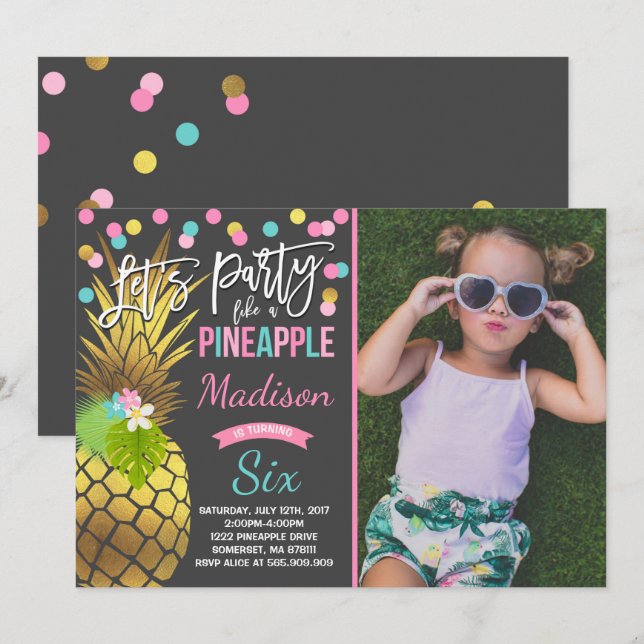 Party Like A Pineapple Birthday Invitation (Front/Back)