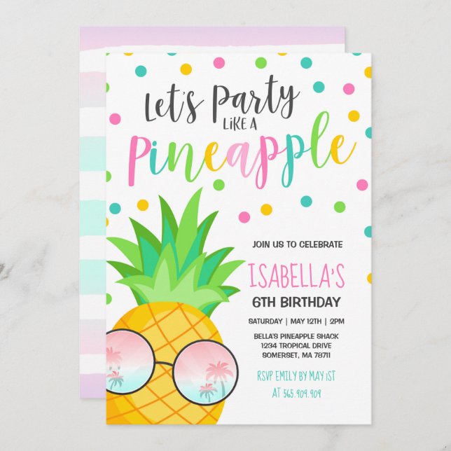Party Like A Pineapple Birthday Invitation (Front/Back)