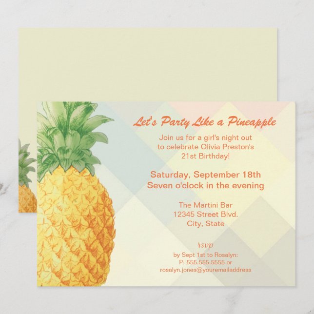 Party Like a Pineapple | Invitation Card (Front/Back)