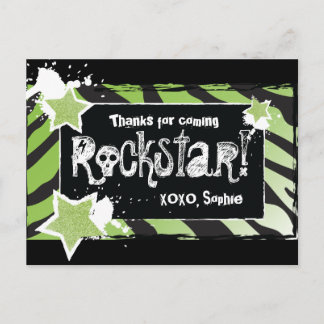 Party Like a Rockstar- Green Thank You Post Card