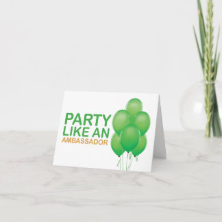 Party Like An Ambassador Birthday Card (Green)