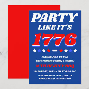 Party Like It’s 1776 Patriotic USA Celebration Invitation