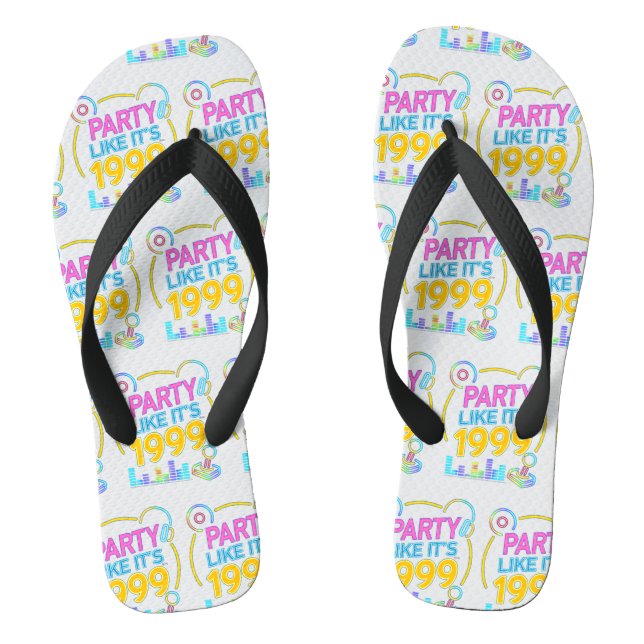 Party Like It’s 1999®™ – Neon Soundtrack Flip Flops (Footbed)