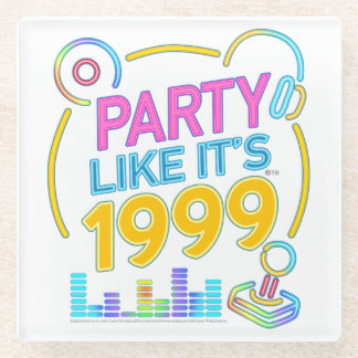 Party Like It’s 1999®™ – Neon Soundtrack  Glass Coaster