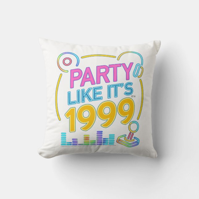 Party Like It’s 1999®™ – Neon Soundtrack Throw Pillow (Front)