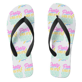 Party Like It’s 1999®™ – Neon Voltage Flip Flops