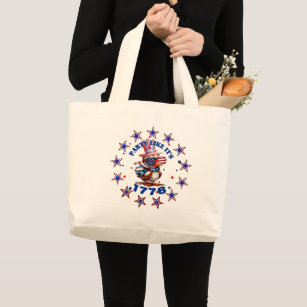 Party Like its 1776 American Eagle and 1776 Flag Large Tote Bag