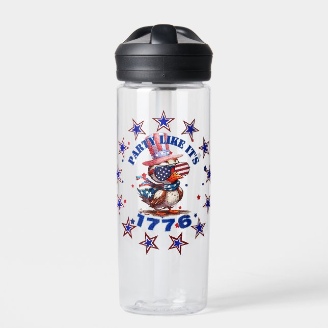 Party Like its 1776 American Eagle and 1776 Flag Water Bottle (Front)