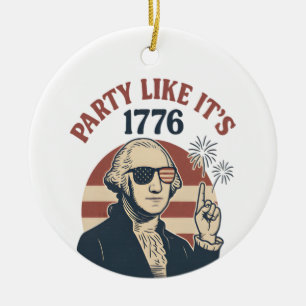 Party Like It's 1776 – Retro George Washington Des Ceramic Ornament