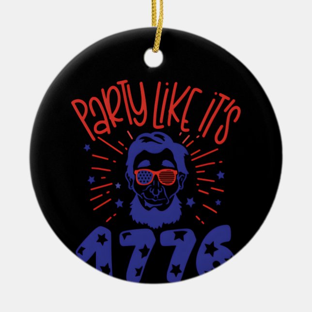 Party Like It's 1779 Treding Ceramic Ornament (Front)