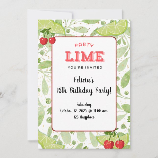 Party "Lime" Invitation (Front)
