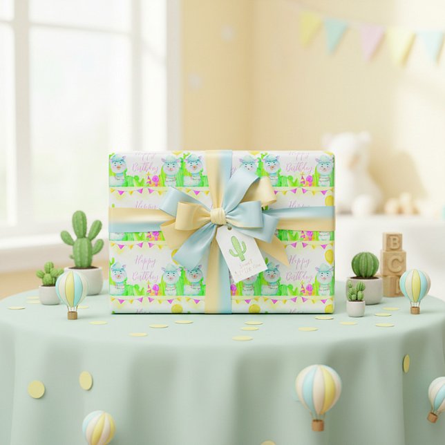 Party Llama Happy birthday Wrapping Paper (Creator Uploaded)