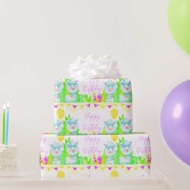 Party Llama Happy birthday Wrapping Paper (Party Gifts)