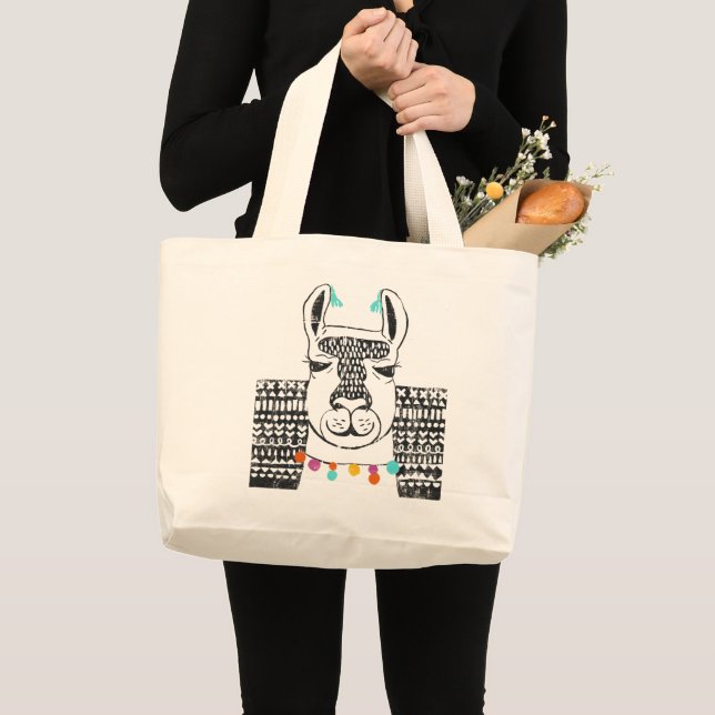 Party Llama - Portrait Large Tote Bag (Front (Product))