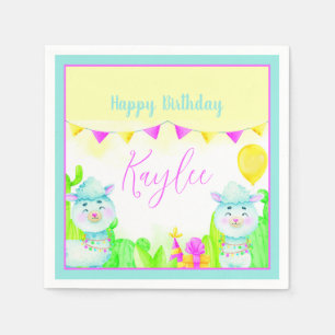 Party Llamas kid's birthday party personalized  Napkin