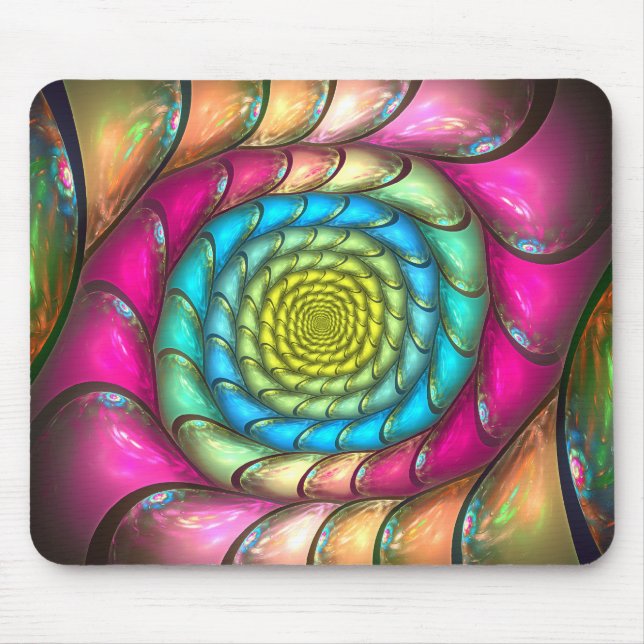 Party Melt Colourful Abstract Spiral Mouse Pad (Front)