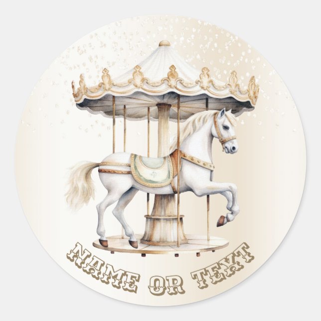 Party Merry Go Round Circus Carnival Cute Classic Sticker (Front)