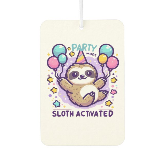 Party Mode Sloth Activated Birthday Balloon Sloth  Air Freshener (Front)