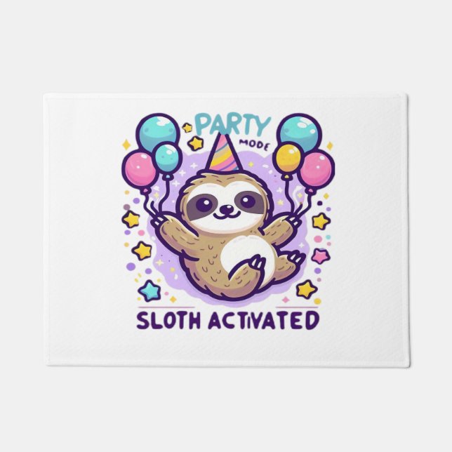 Party Mode Sloth Activated Birthday Balloon Sloth  Doormat (Front)