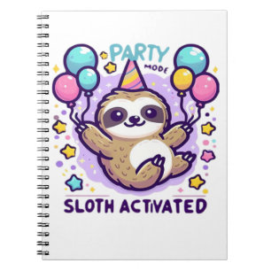 Party Mode Sloth Activated Birthday Balloon Sloth Notebook