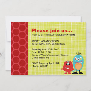 Party Monsters   Boys Birthday Party Invitation