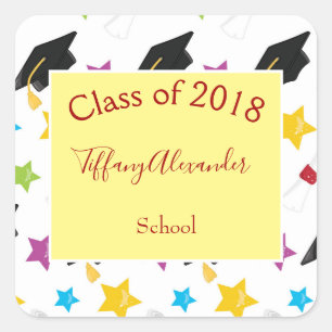 Party Multi-Colour Contemporary Graduation Square Sticker
