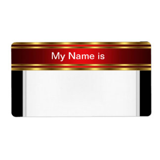 Party Name Tag Label gold red Black
