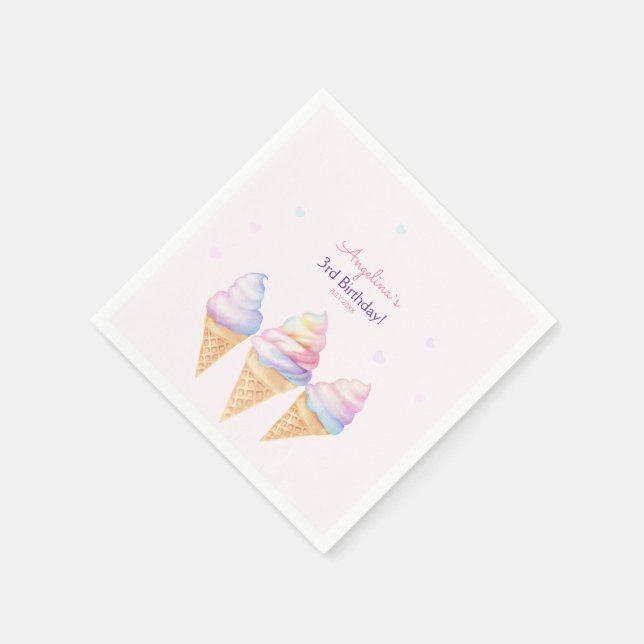 Party Napkins birthday party with sweet ice cream  (Corner)
