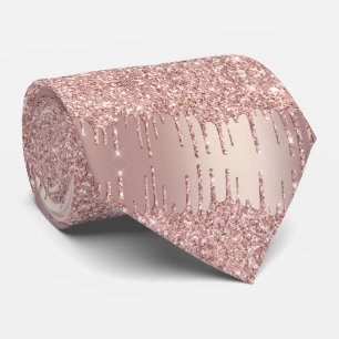 Party Neck Tie Rose Gold Blush Glitter Drips