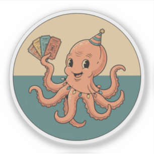 Party Octopus with Carnival Tickets - Retro Fun
