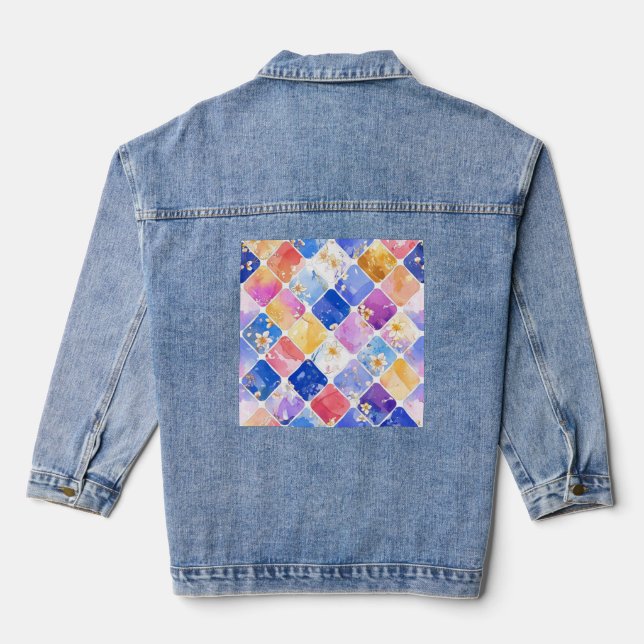 Party of Colours in a Flower Garden Denim Jacket (Back)