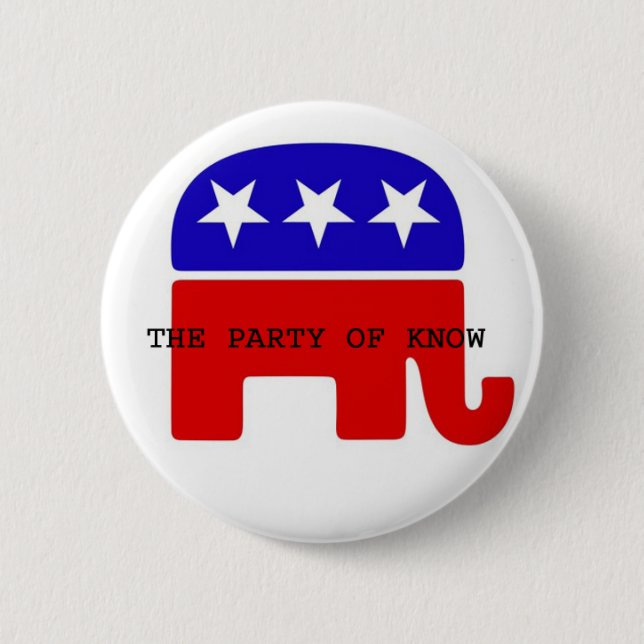 PARTY OF KNOW 2 INCH ROUND BUTTON (Front)