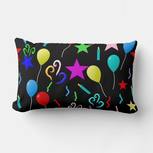 Party on! Colourful celebration pattern. Lumbar Pillow (Front)