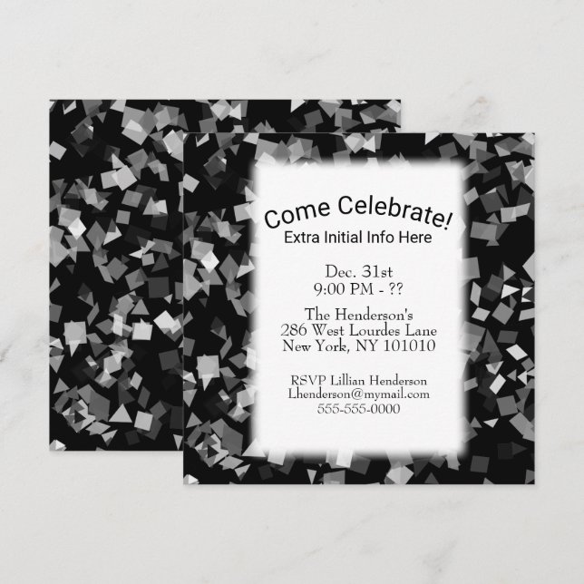 Party or Celebration New Year Confetti Invitations (Front/Back)