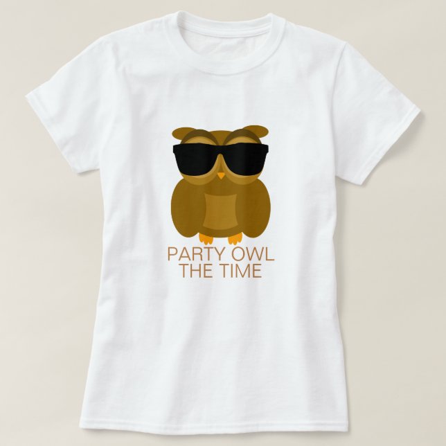 Party Owl the Time T-Shirt (Design Front)